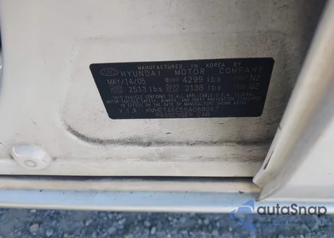 2006 Hyundai Sonata Gl from USA, damaged, VIN KMHET46C56A088967